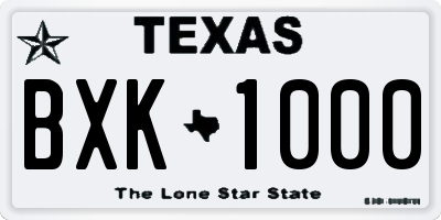 TX license plate BXK1000