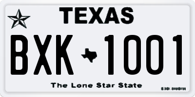 TX license plate BXK1001