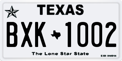 TX license plate BXK1002