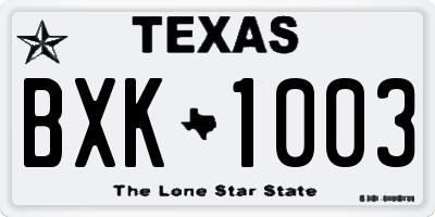 TX license plate BXK1003
