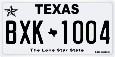 TX license plate BXK1004