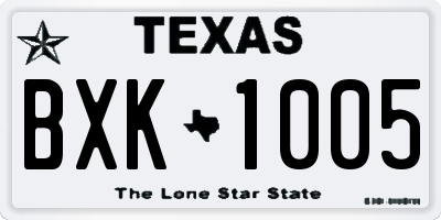 TX license plate BXK1005