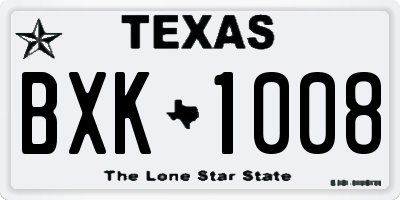 TX license plate BXK1008