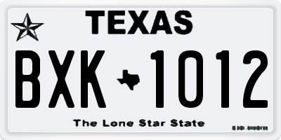 TX license plate BXK1012
