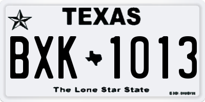 TX license plate BXK1013