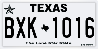 TX license plate BXK1016