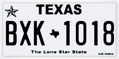 TX license plate BXK1018