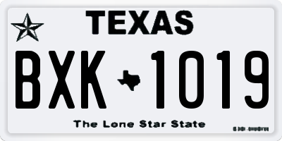 TX license plate BXK1019