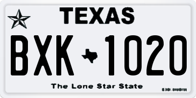 TX license plate BXK1020