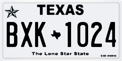 TX license plate BXK1024