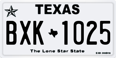 TX license plate BXK1025