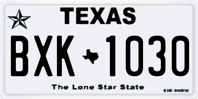 TX license plate BXK1030