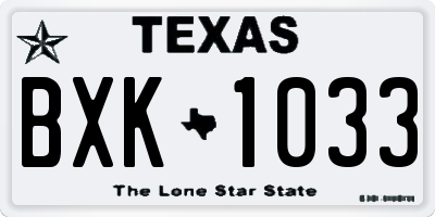 TX license plate BXK1033
