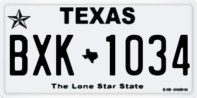 TX license plate BXK1034