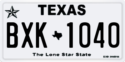 TX license plate BXK1040