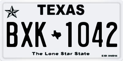 TX license plate BXK1042