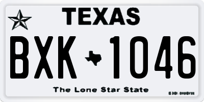 TX license plate BXK1046