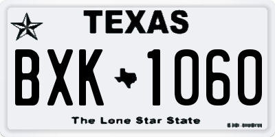 TX license plate BXK1060