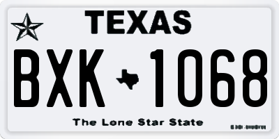 TX license plate BXK1068