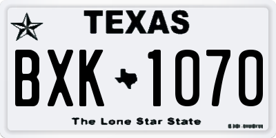 TX license plate BXK1070