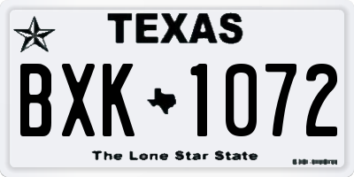 TX license plate BXK1072