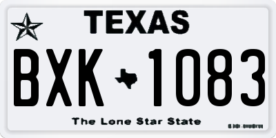TX license plate BXK1083