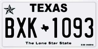 TX license plate BXK1093