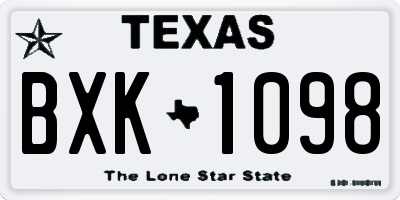 TX license plate BXK1098