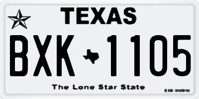 TX license plate BXK1105