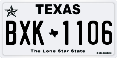 TX license plate BXK1106