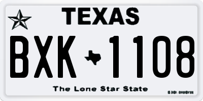 TX license plate BXK1108