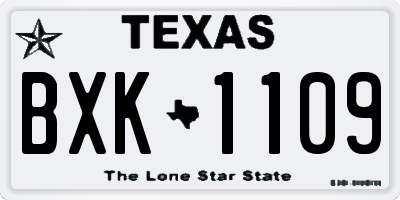 TX license plate BXK1109