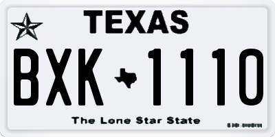 TX license plate BXK1110