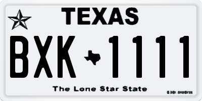 TX license plate BXK1111
