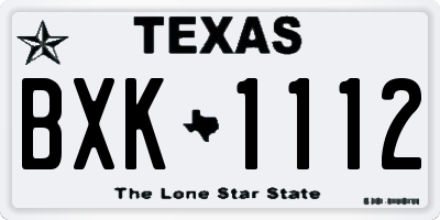 TX license plate BXK1112
