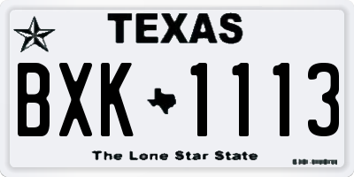TX license plate BXK1113