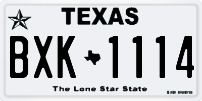 TX license plate BXK1114