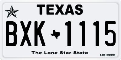 TX license plate BXK1115