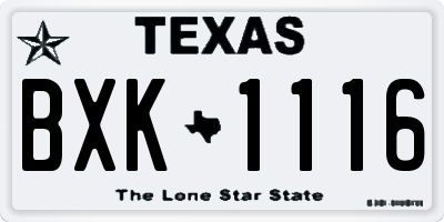 TX license plate BXK1116