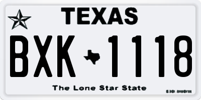 TX license plate BXK1118