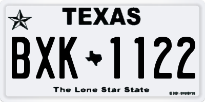 TX license plate BXK1122