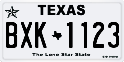 TX license plate BXK1123