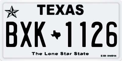 TX license plate BXK1126