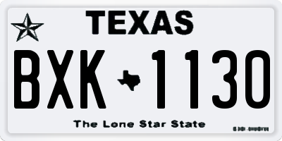 TX license plate BXK1130