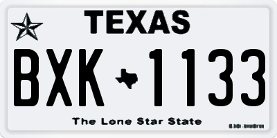 TX license plate BXK1133