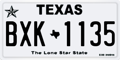 TX license plate BXK1135