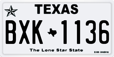 TX license plate BXK1136