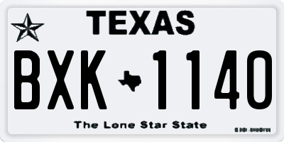TX license plate BXK1140