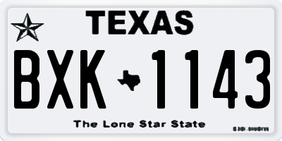 TX license plate BXK1143