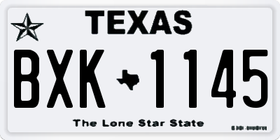 TX license plate BXK1145
